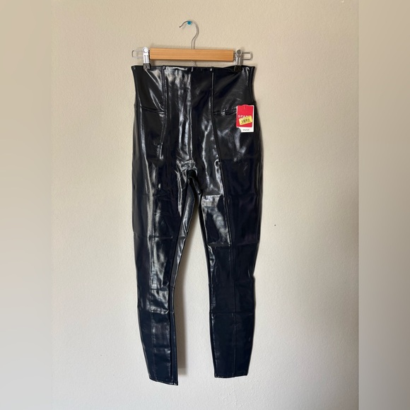 NWT Spanx Faux Leather Patent Leather Leggings in Dark Navy - Picture 9 of 9